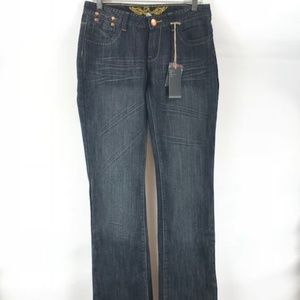 Shorty Junior's Dark Blue Jeans Embroidered Back Pockets Size 7 Inseam 32"